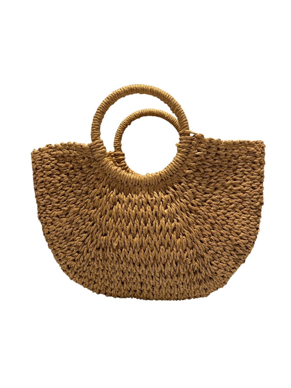 Woven Straw Tote Bag with Colorful Tassel - Natural - Picture 4 of 10